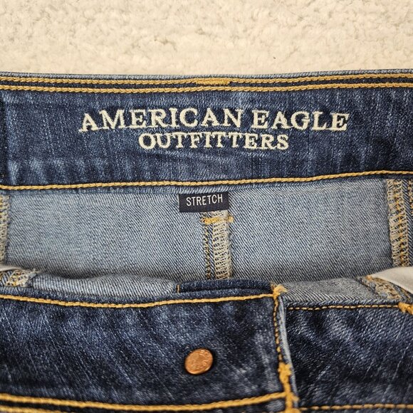 AE American Eagle Jean Skirt Women 2 Blue Y2K Hi Rise A Line Button Fly Pocket - Picture 6 of 10